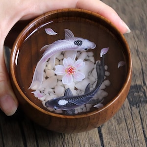 3D Resin Painting Yin Yang aquarium, Resin Painting kois, cherry blossoms aquarium, 3D resin painting, yin yang fish, yin yang painting