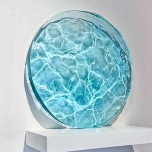 Hawaiian Healing Water Sculpture 'REFLECTIONS' | Hawaiian Fine Art | Beach House decor | Resin Ocean Wall decor | Minimalist Modern Art