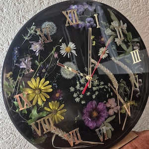 Resin wall clock flower clock epoxy resin made to order