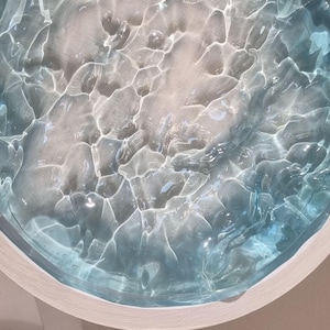 Sunlit Ocean Resin Wall Art – Handmade Wave Texture Sea Reflection Frame, Coastal Home Decor